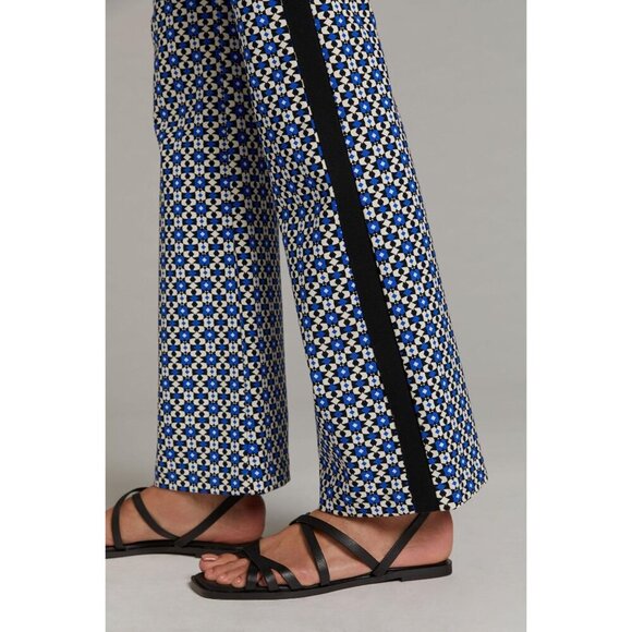 Anthropologie Maeve Pull-On Bootcut Pants Blue Motif Size XS - Picture 3 of 10